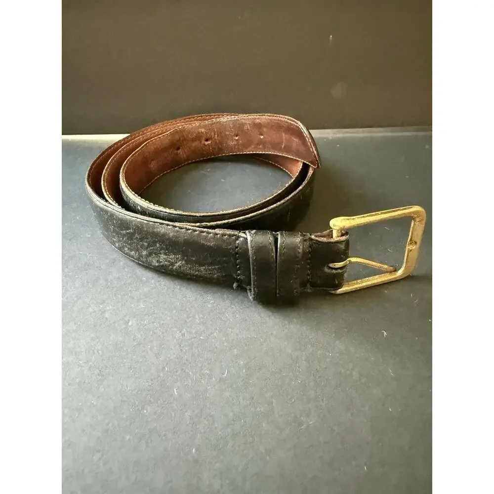 Coach 5800 Leather Belt Mens Brass Buckle Black Career Size 38 Office Casual